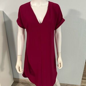 V-Neck Magenta Dress